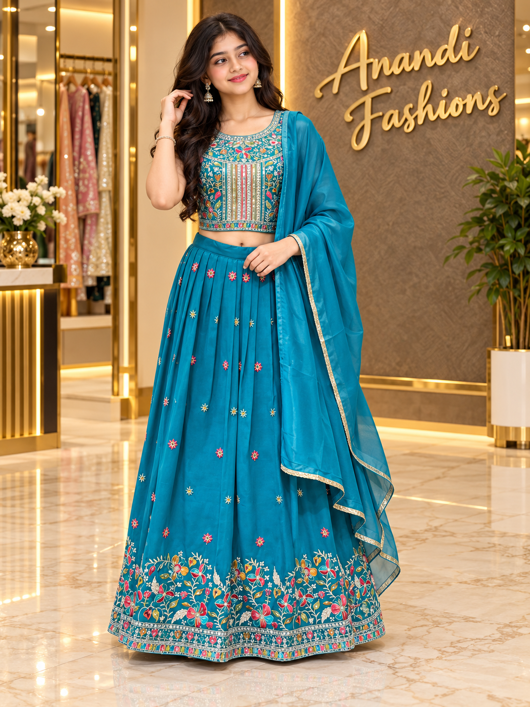 Teenage Girls’ Blue Teenage Girls Lehenga Set