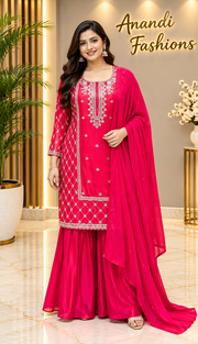 Plus size pink sharara set