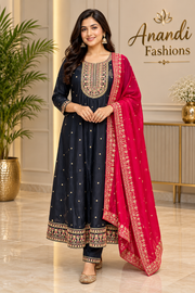 Navy Blue Anarakali Kurti set