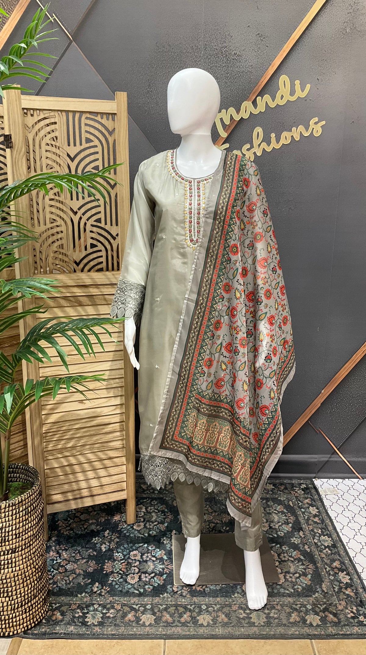 Grey- Party Wear Kurti sets