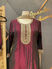 Wine Plus Size Anarkali Kurti set