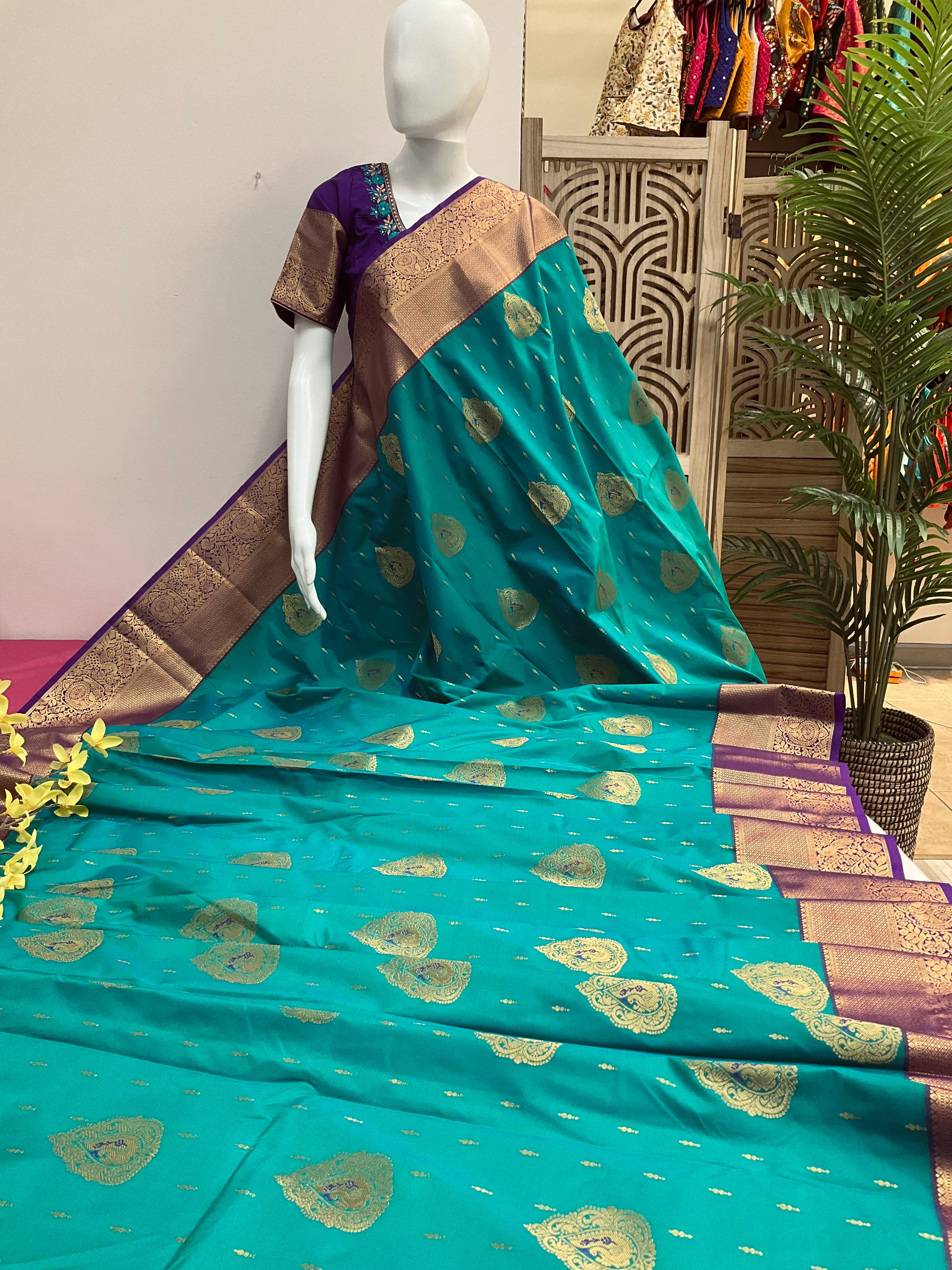 Vintage Semi Silk Kanjeevaram Saree with stitched Blouse