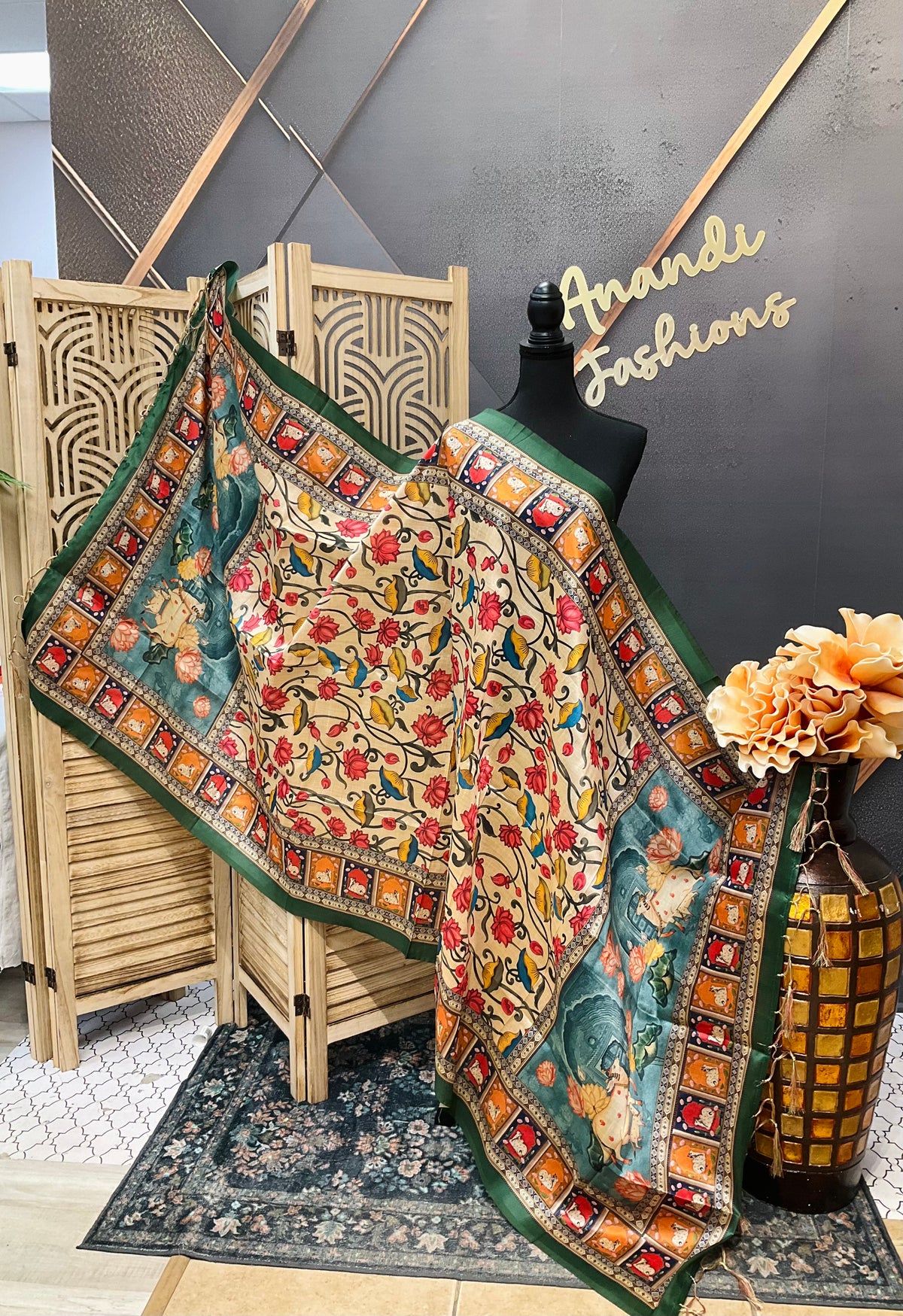 Kalamkari Pichiwai Digital print duppatta
