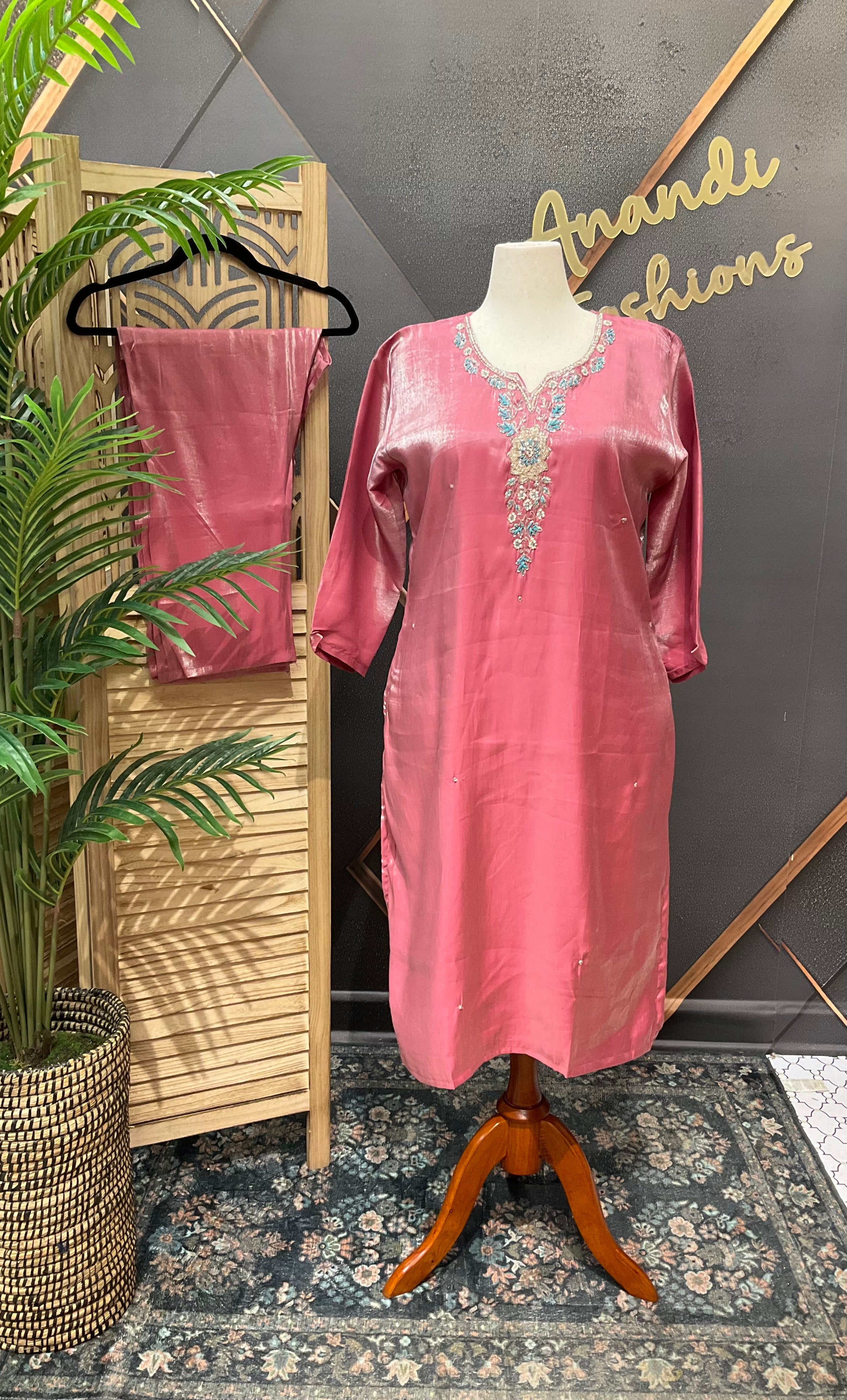 Plus Size - Shimmery Tissue Party Wear Kurti sets