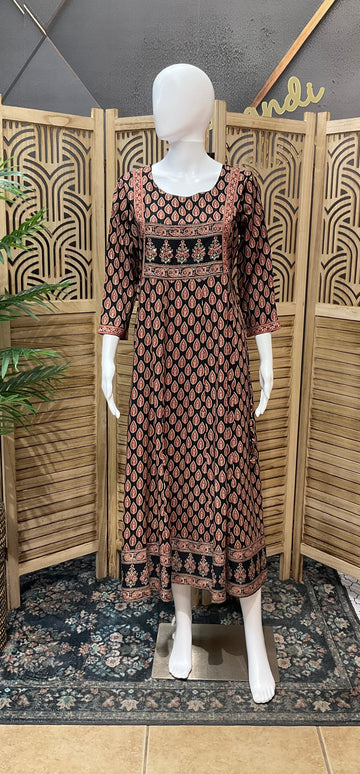 Pure Cotton - Black long kurti