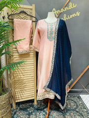 Plus Size Pastel Colors Anarkali Kurti Set
