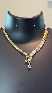Designer CZ Necklace set with Purpke stone