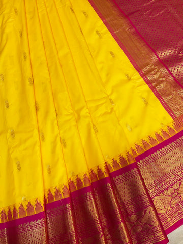 Yellow Semi Gadwal Saree