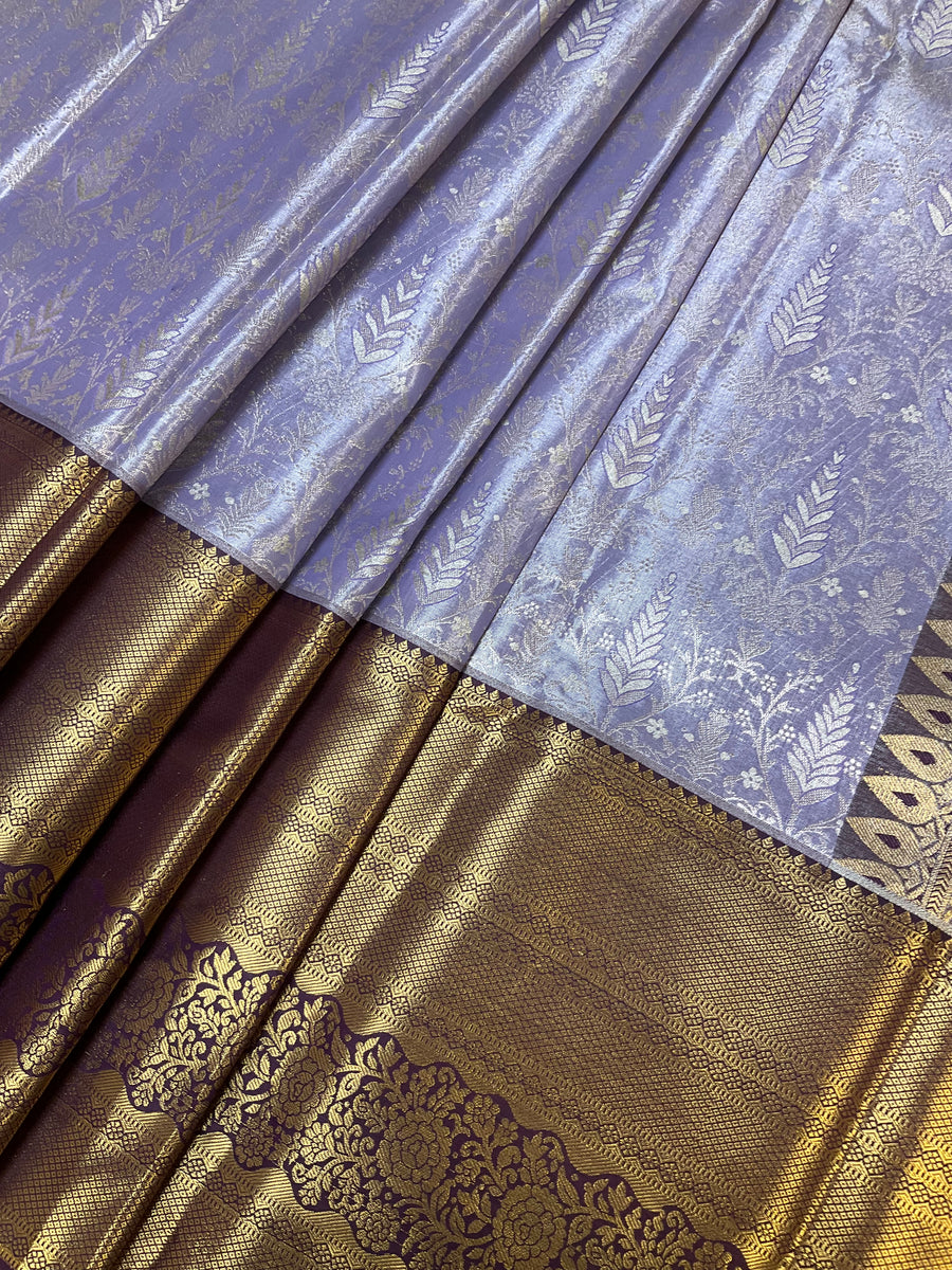 Semi Silk Kanjeevaram Allover Design Lavender Saree