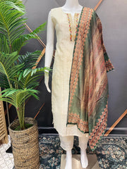 Half White Party Wear Kurti Set - Digital Print Dupatta