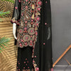 Designer Georgette Black Palazzo Set Size 38 - Heavy Embroidery Party Wear