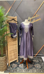 Plus size Purple Party Wear Anarkali kurti set