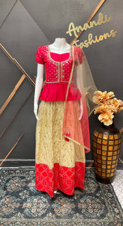 Pink Pattu Pavada set