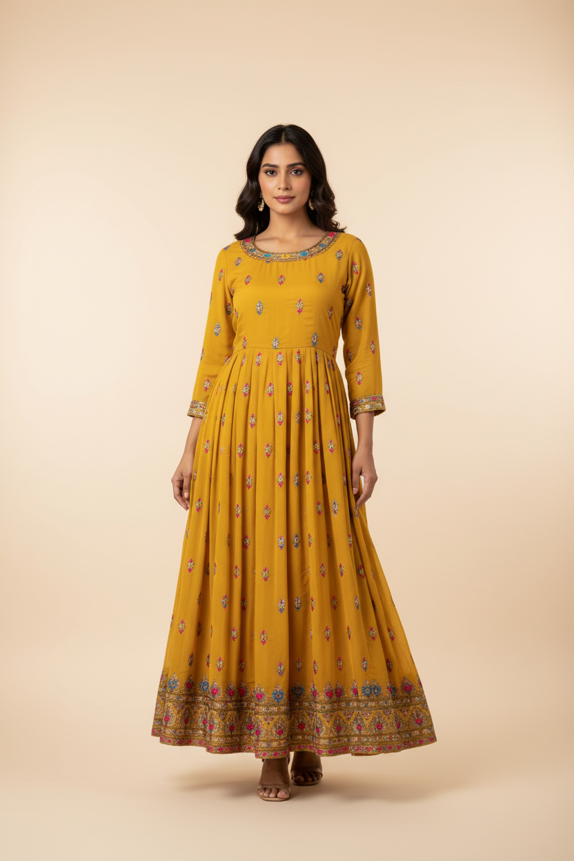Teenage Girls Yellow Long Dress