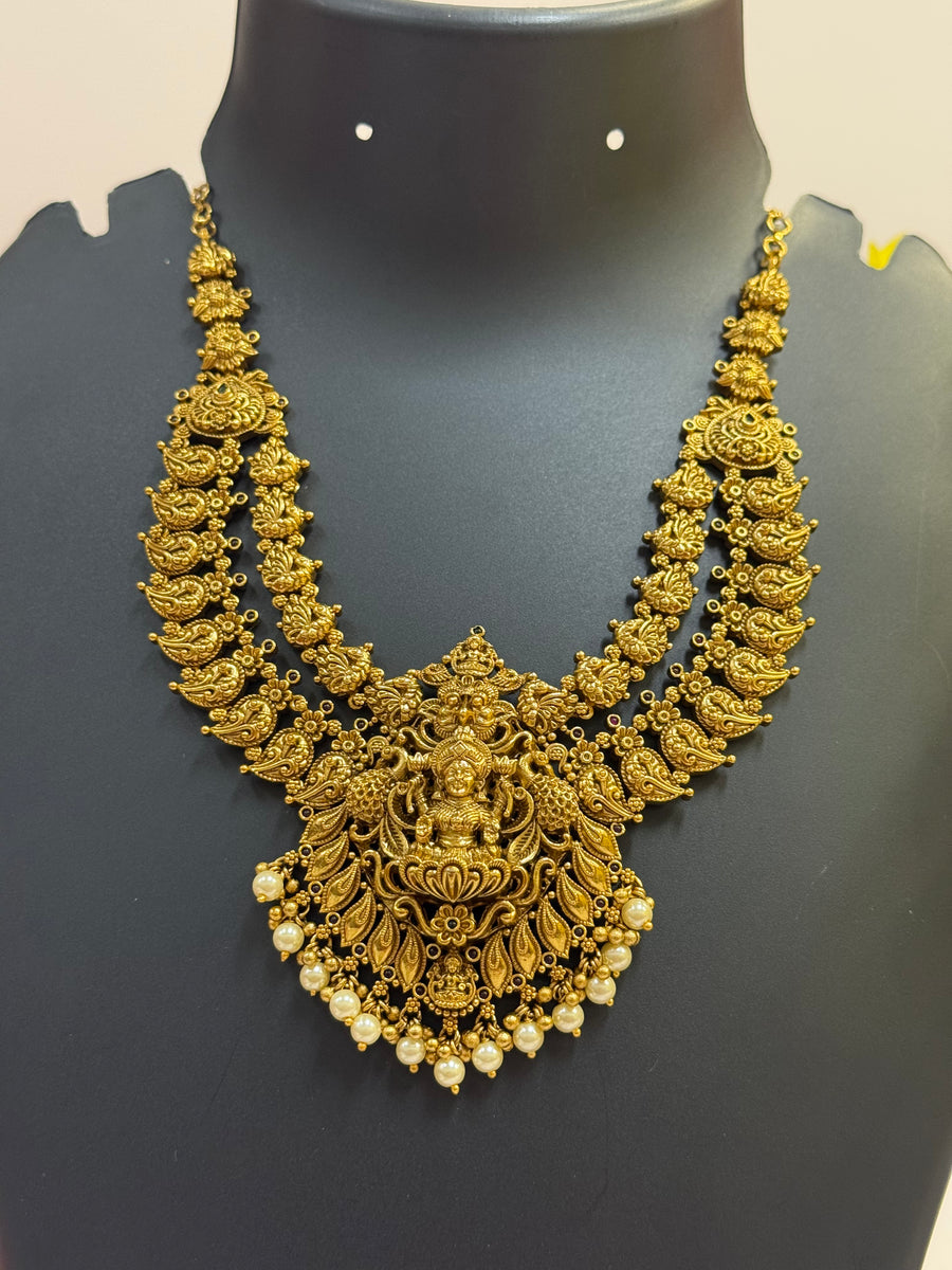Temple Jewelry Collections - Antique Finish Goddess Lakshmi Necklace set