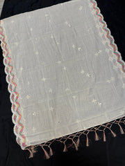 Half white - Pure cotton Dupatta