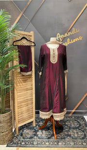 Wine Plus Size Anarkali Kurti set
