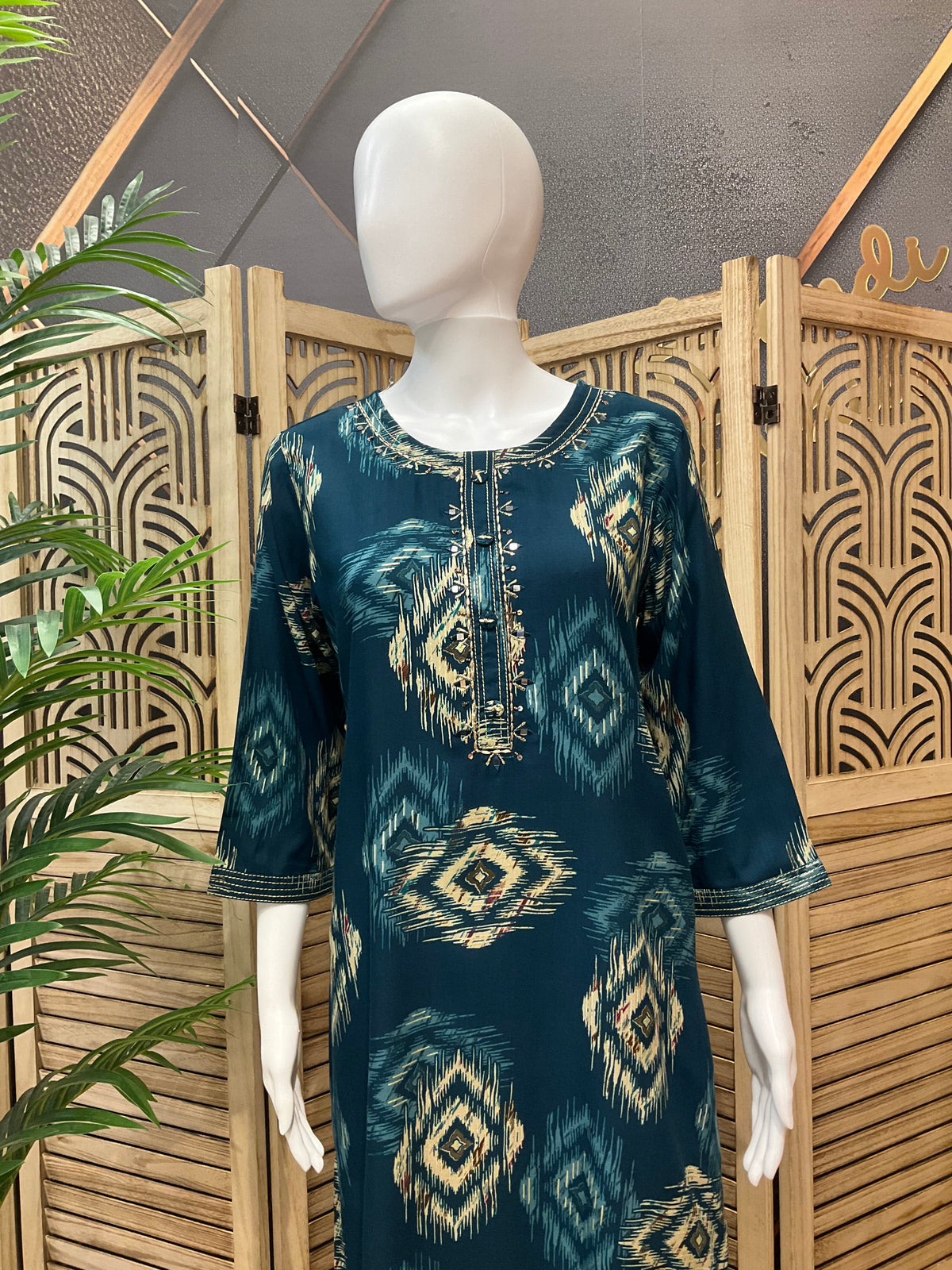 Teal Blue - Rayon Kurti