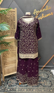 Party Wear Wine Sharara set