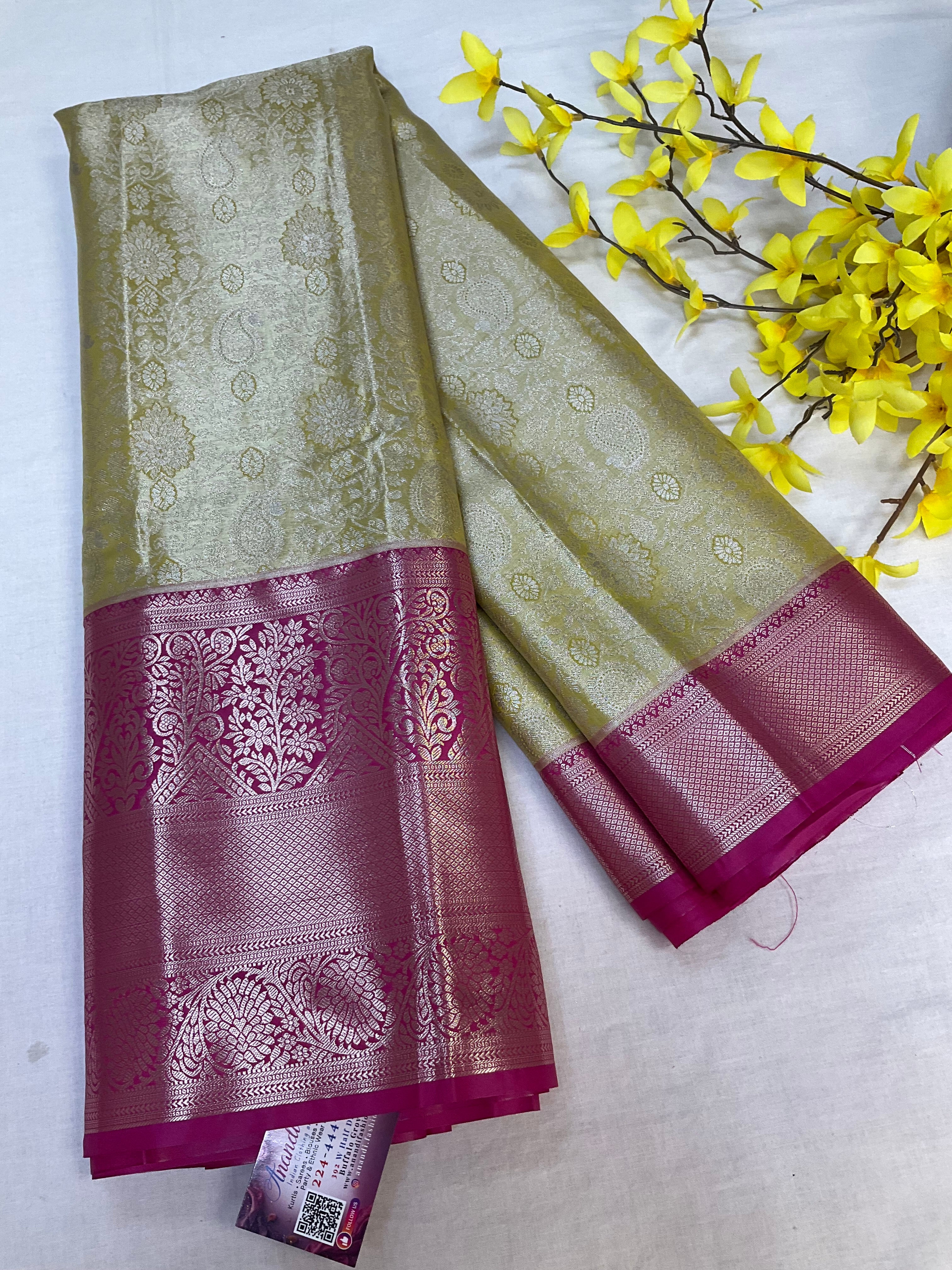 Green Semi Silk Tissue Kanjeevaram Saree