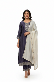 Plus size Purple Party Wear Anarkali kurti set