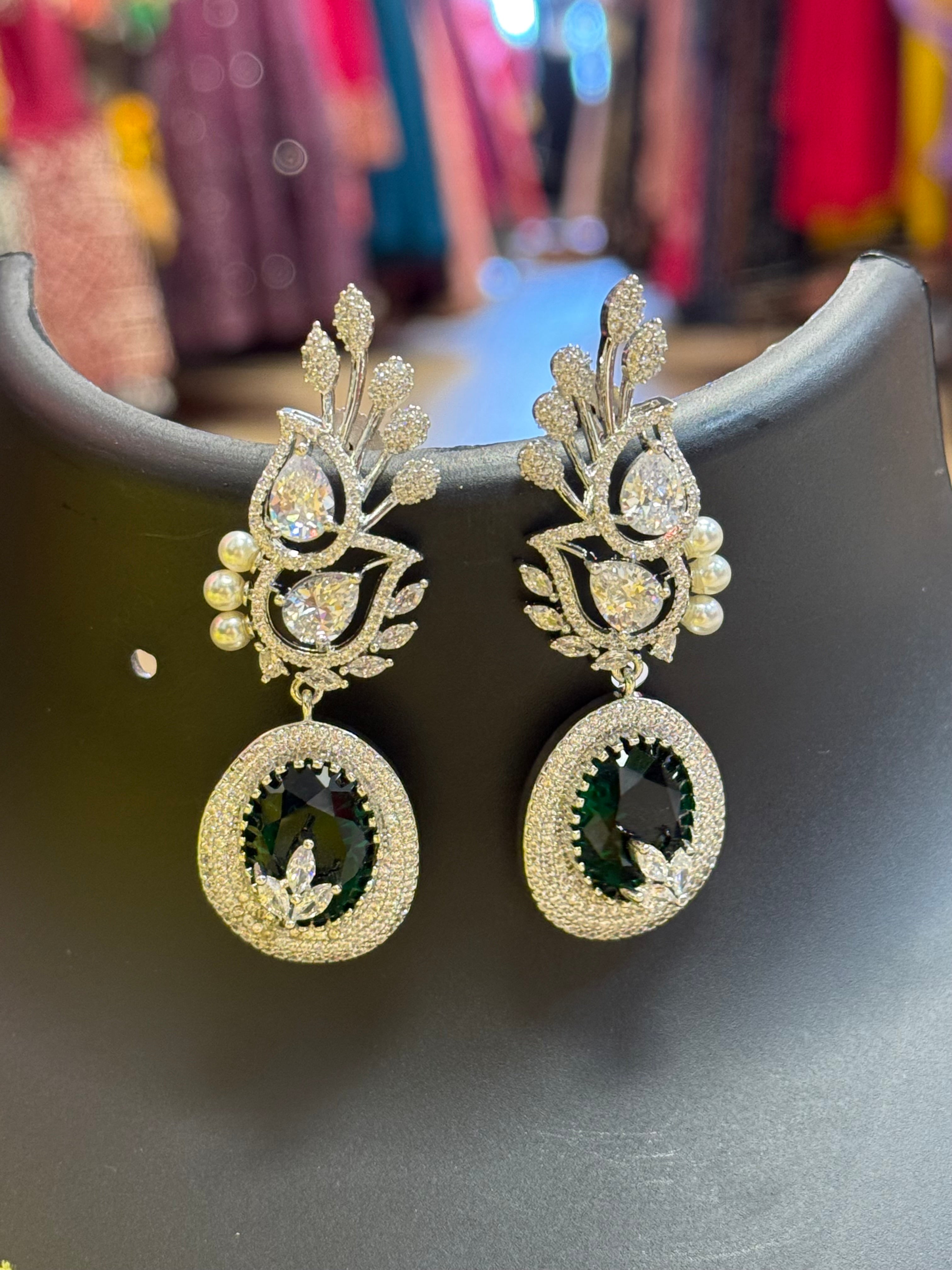 Pretty Party Wear - Silver Finish Earrings