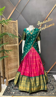 Semi Gadwal Silk Half saree/Lehenga set - Girls - Half Saree - Anandi Fashions