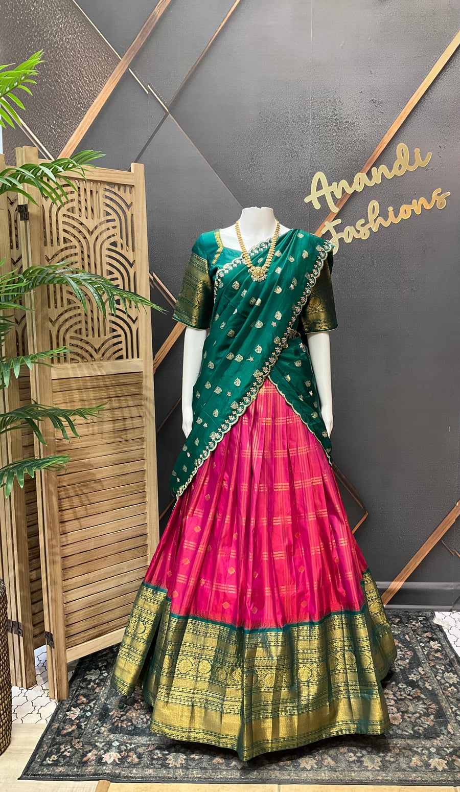 Semi Gadwal Silk Half saree/Lehenga set - Girls - Half Saree - Anandi Fashions