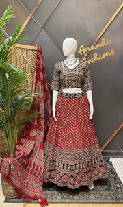 Pure Cotton Ajrakh Print Chaniya choli set