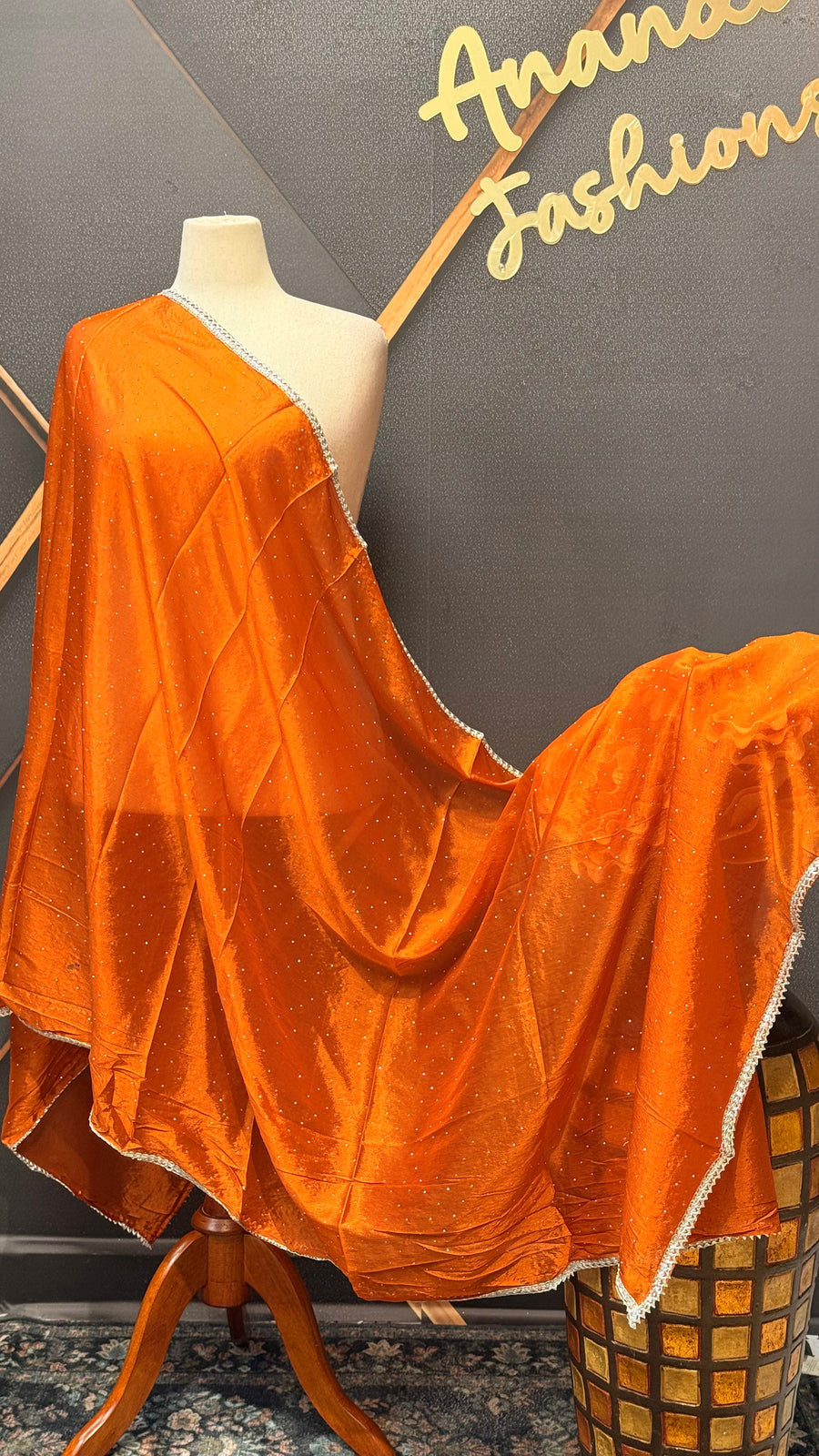 Satin Silk Dupattas with Silver Border