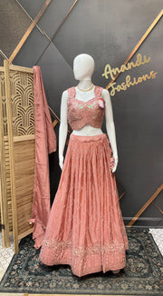 Pastel Pink Lehenga set with Embroidery work