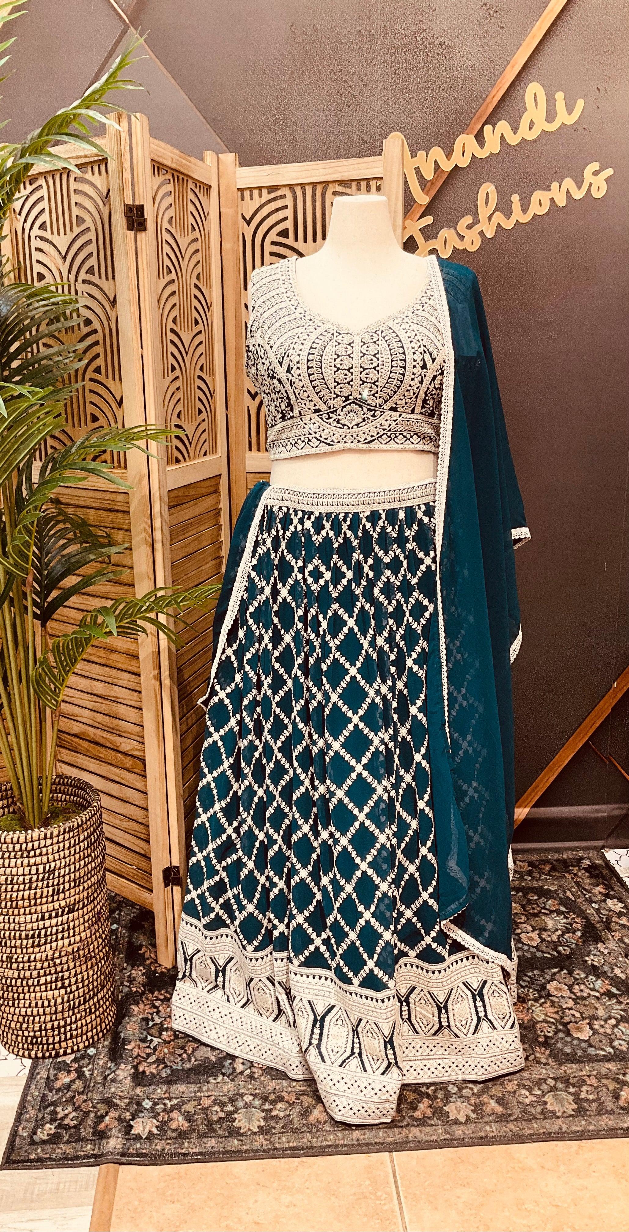 Plus Size Georgette Lehenga Set - Heavy Work Party Wear