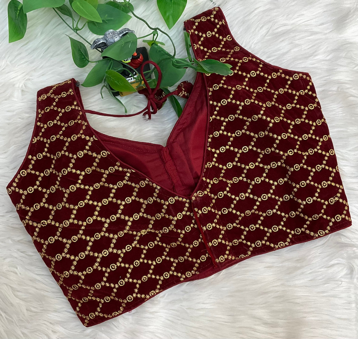 Maroon Velvet Blouse
