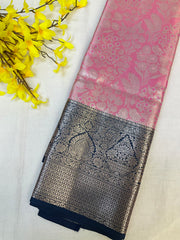 Semi Silk Kanjeevaram Allover Design Baby Pink Saree