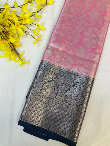 Semi Silk Kanjeevaram - allover Design Baby Pink Saree
