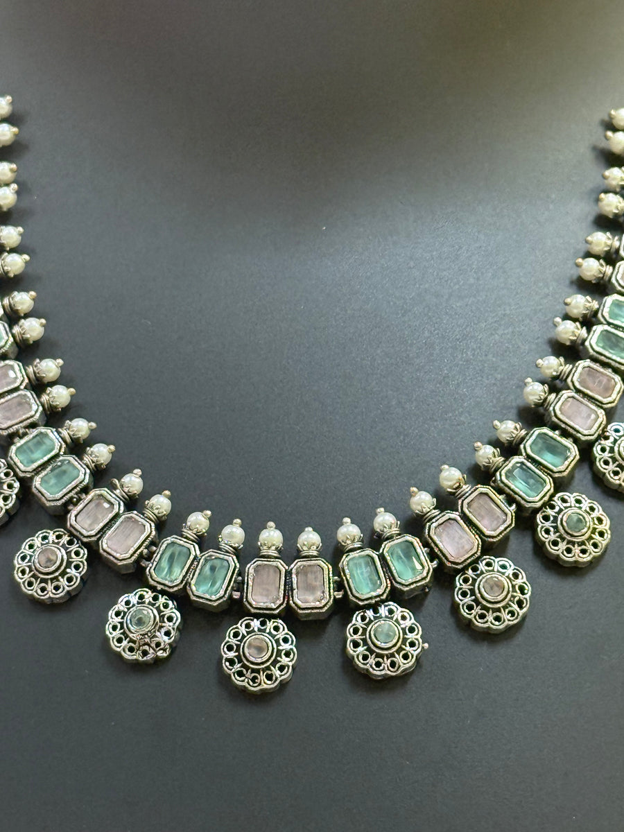 German Silver Pastel Color Necklace set
