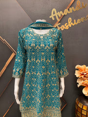 Rama Blue Party Wear Georgette Palazzo set
