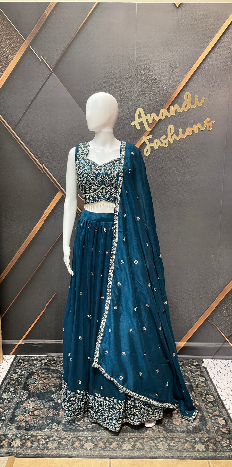 Teal Blue Party Wear Lehenga sets