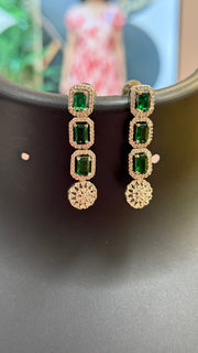 Silver Finish Necklace set with Emerald stones