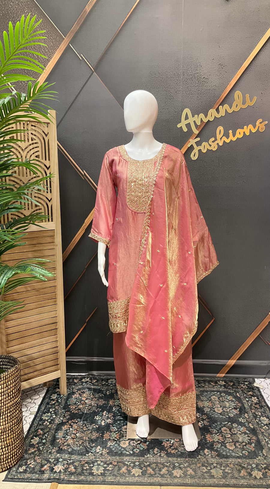 Women’s Pastel Pink Party Wear Palazzo Set