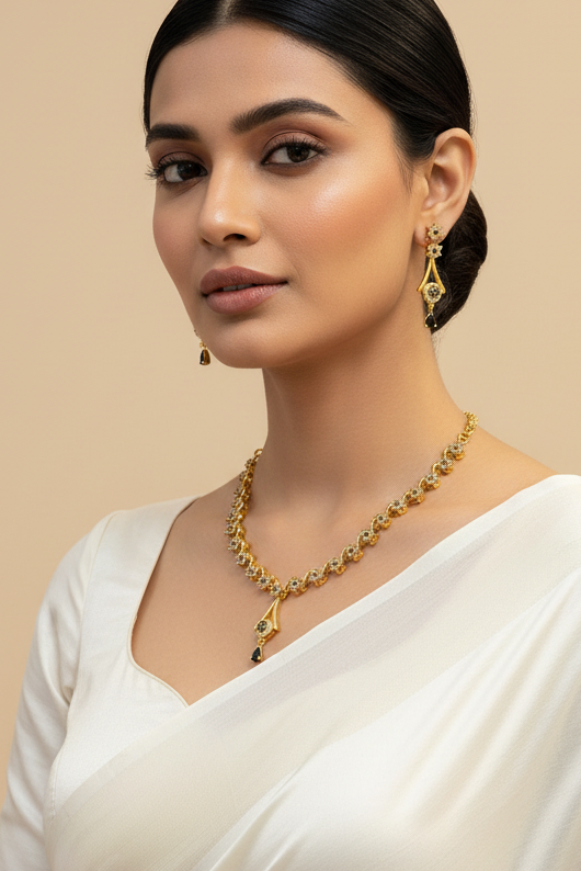 CZ Necklace set with Black Stones