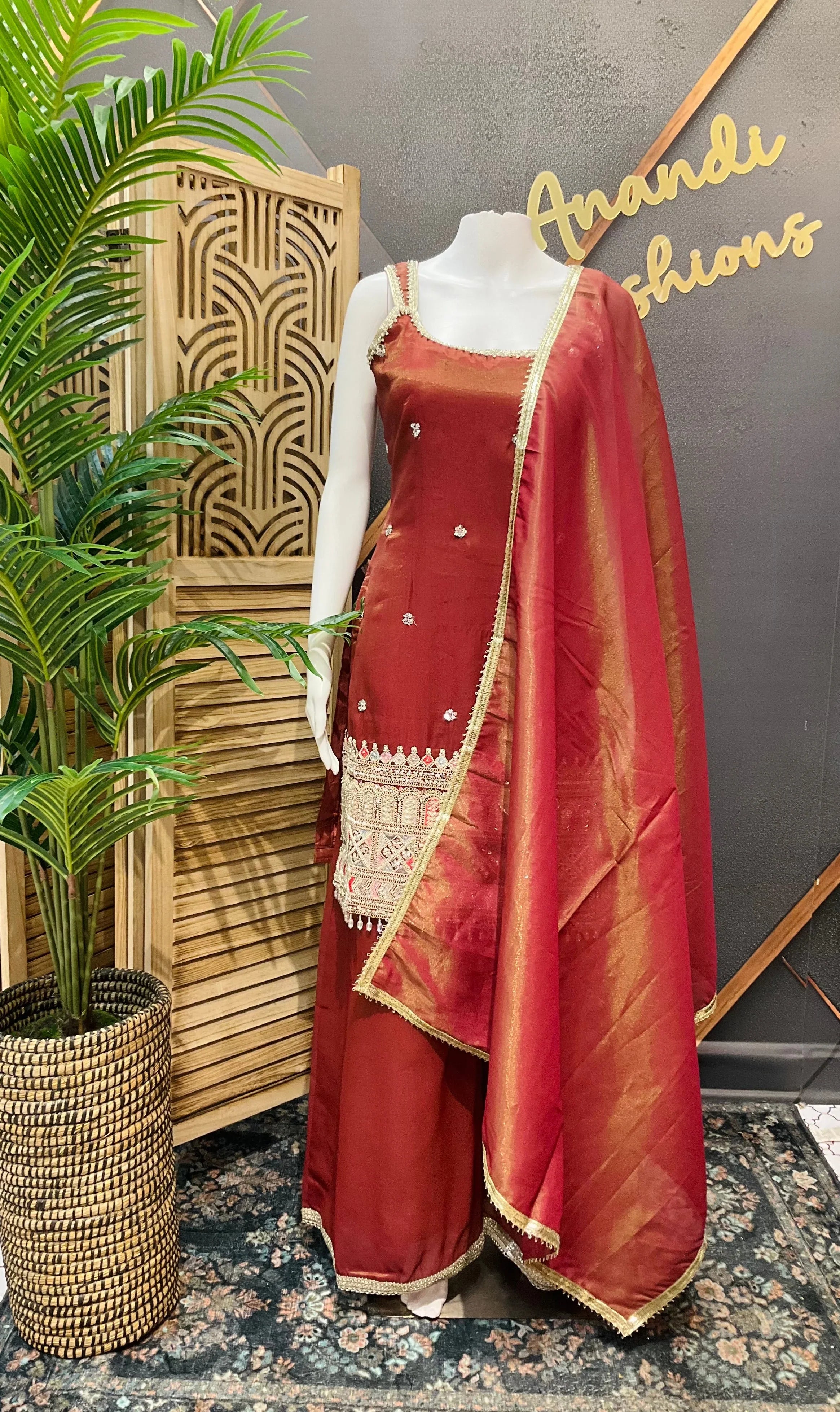 Sleeveless Tissue Sharara Set Size 40 - Designer Party Wear