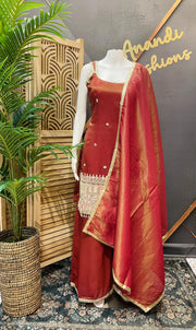 Sleeveless Tissue Sharara Set Size 40 - Designer Party Wear