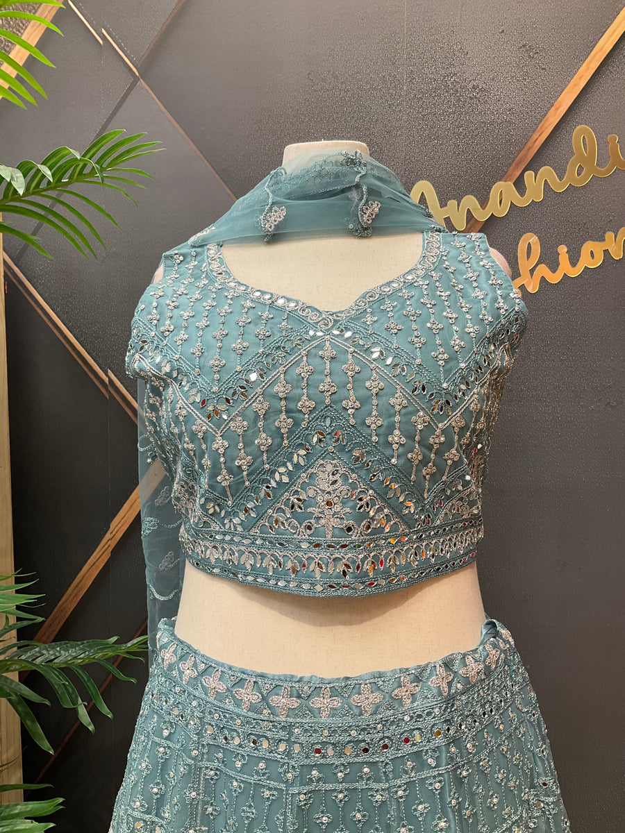 Plus Size Blue Party Wear Lehenga set