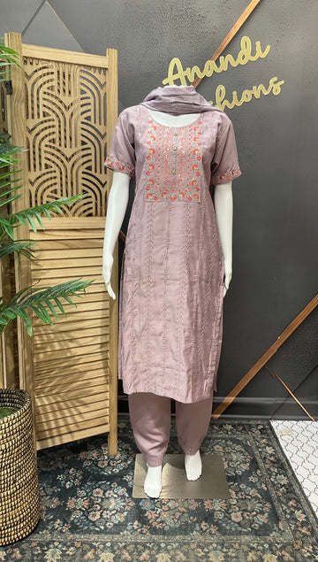 Lavender Kurti set with Work
