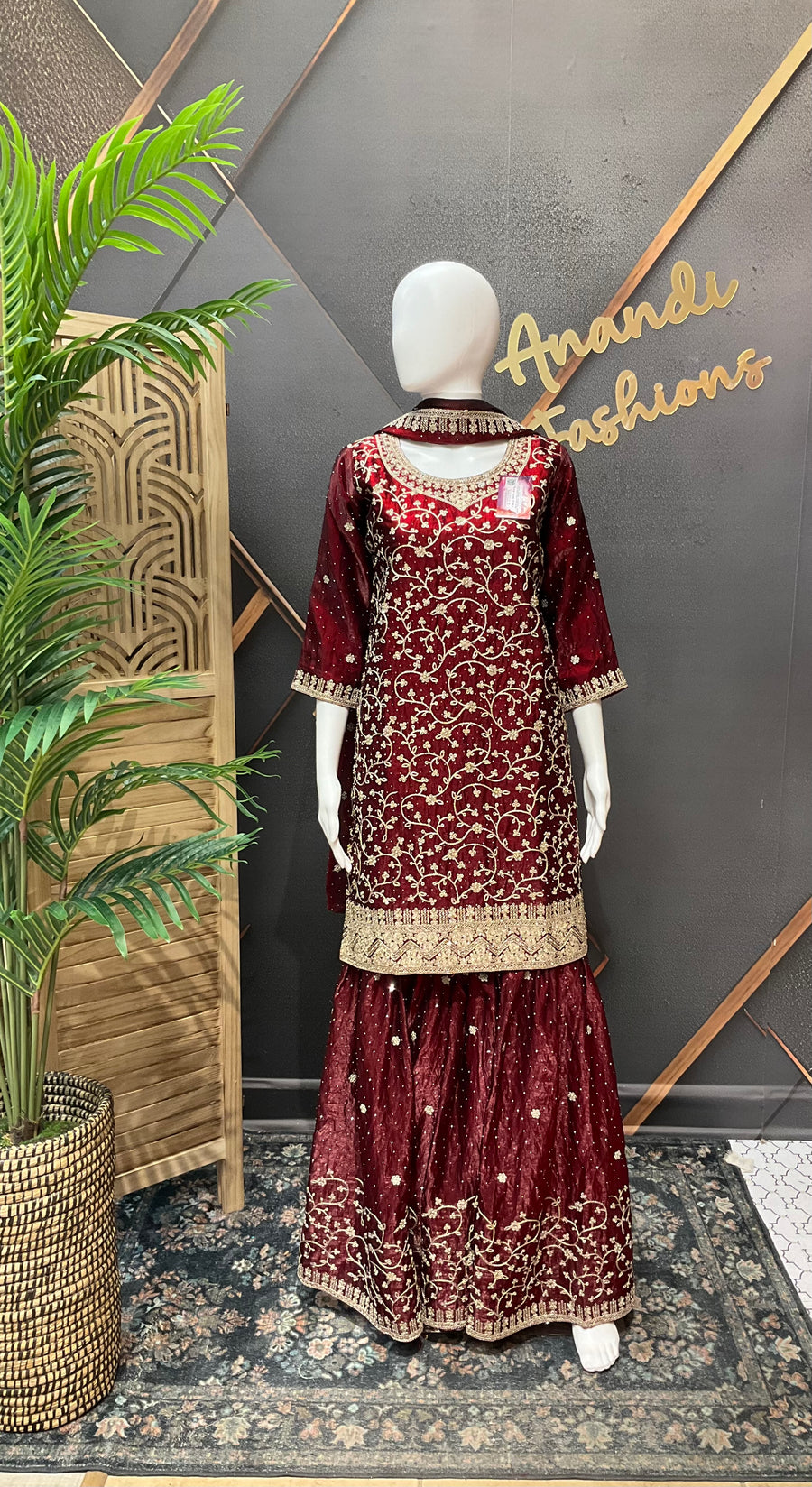 Maroon Party Wear sharara set