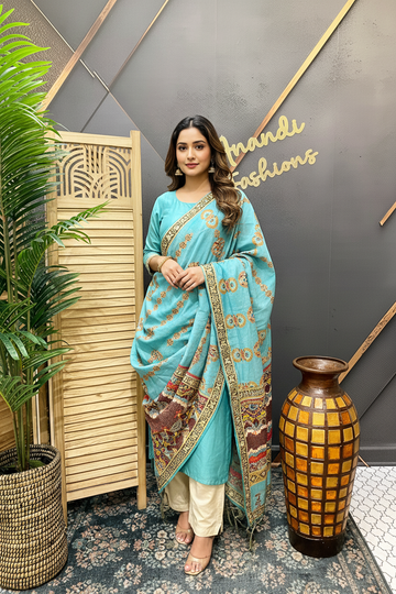 Blue Digital print duppatta