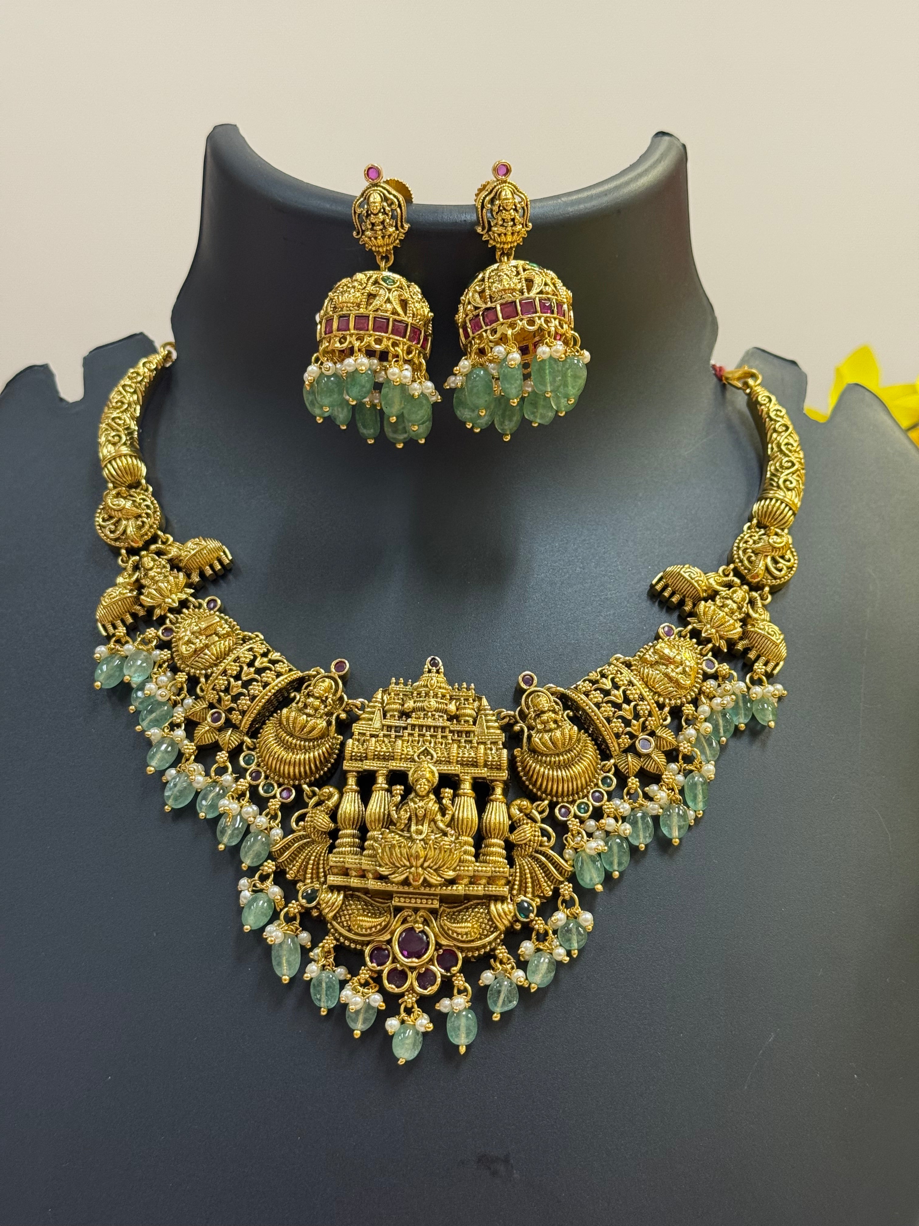 Heavy Temple Jewelry- Goddess Lakshmi Necklace set