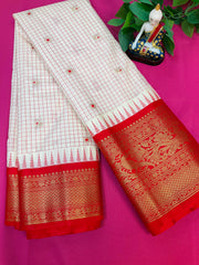 Semi Gadwal Silk Checks Saree
