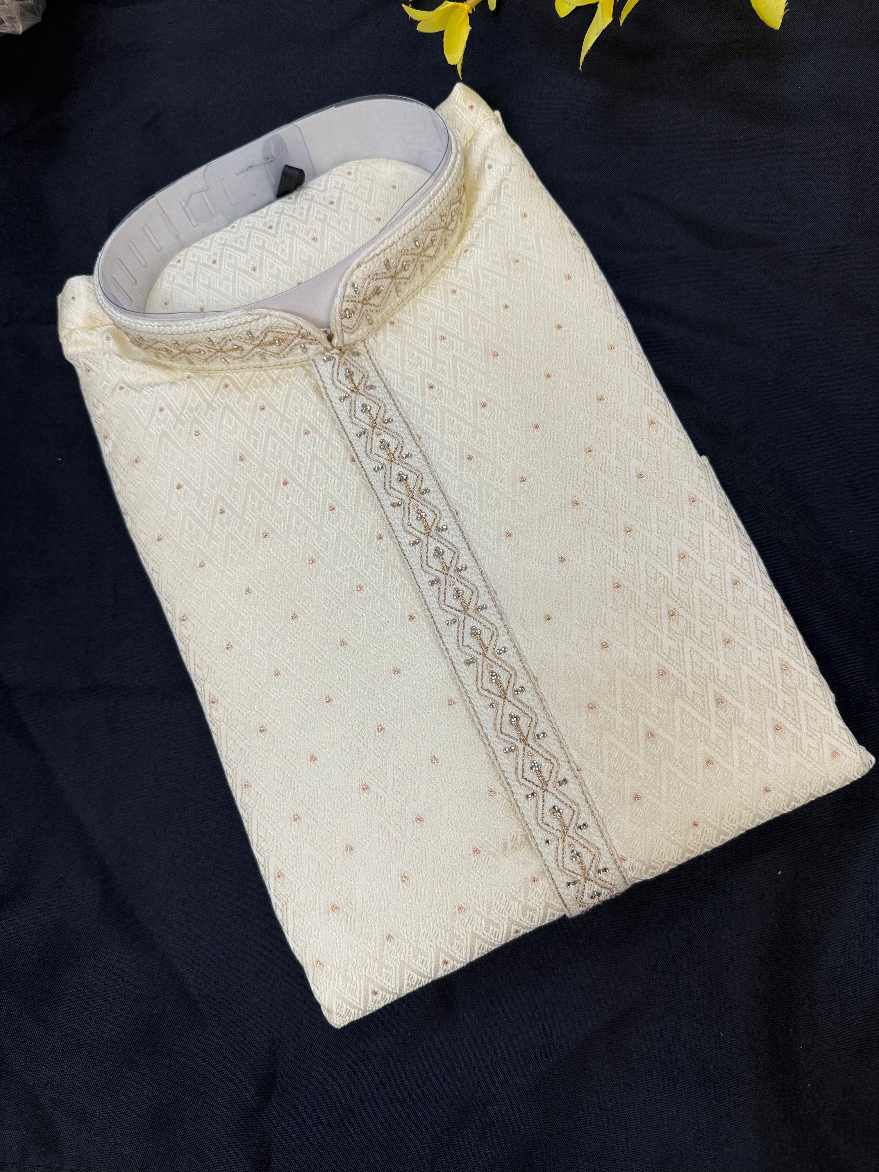 Premium Quality- Half White Color Men’s Wear Kurta Set